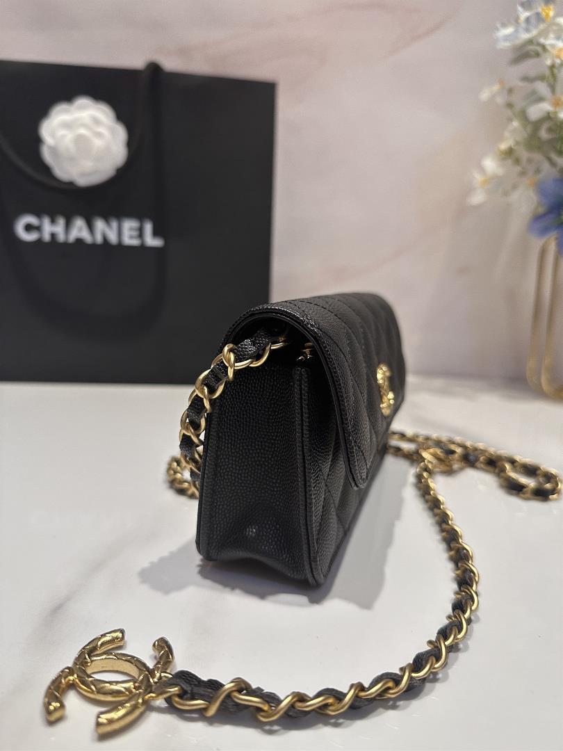 chanel 23b Adjustable Chain Mobile CaseCaviar shines under the light and the hardware log