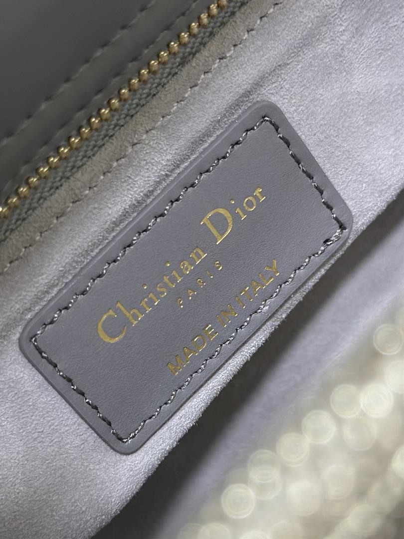 Lady Dior Limited Edition with four embroidered rhinestone gray accents and imported sheepskin