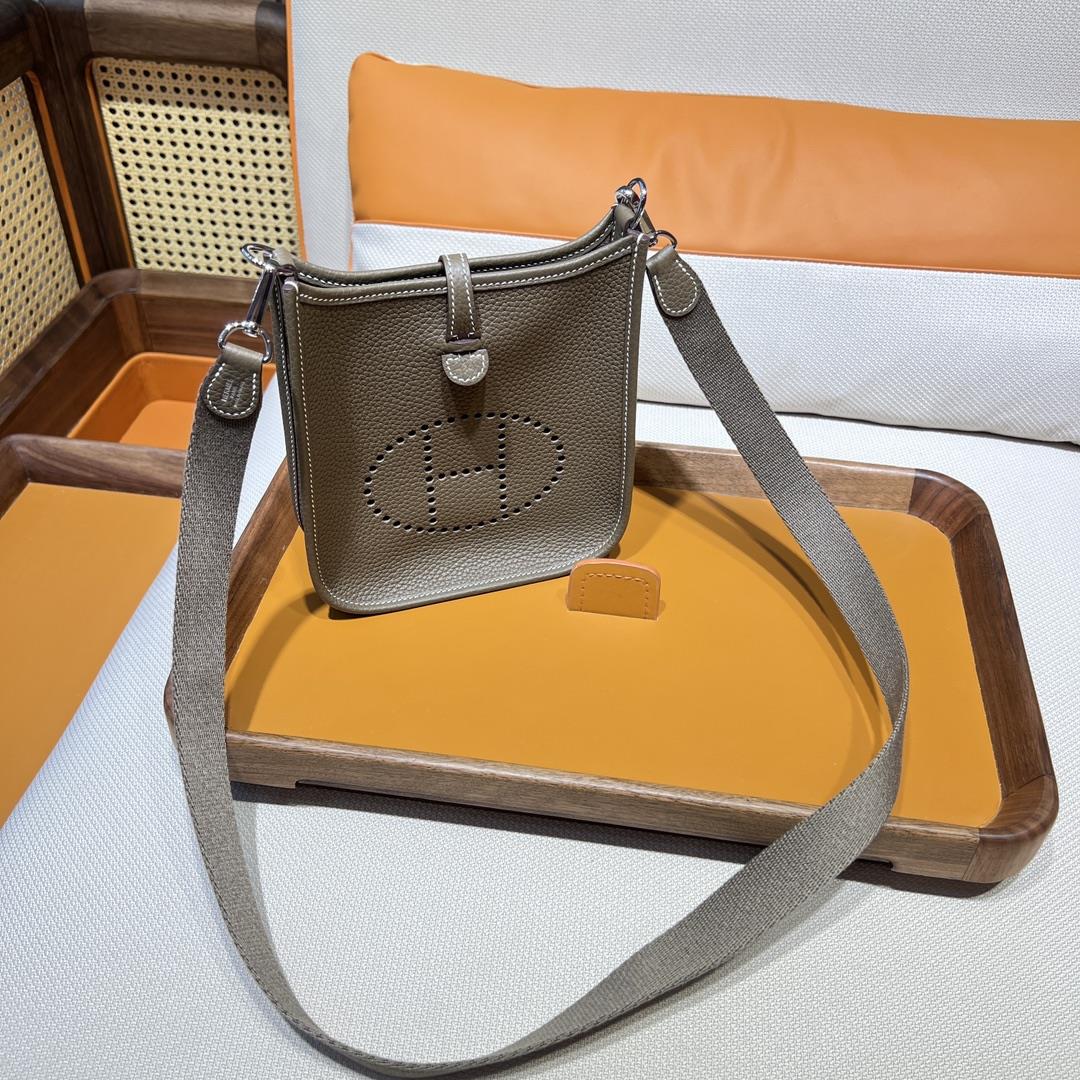 Mini even yne 17 Eveline 18 Elephant Grey Etoupe Natural Shoulder Strap Silver Buckle Purchase Level