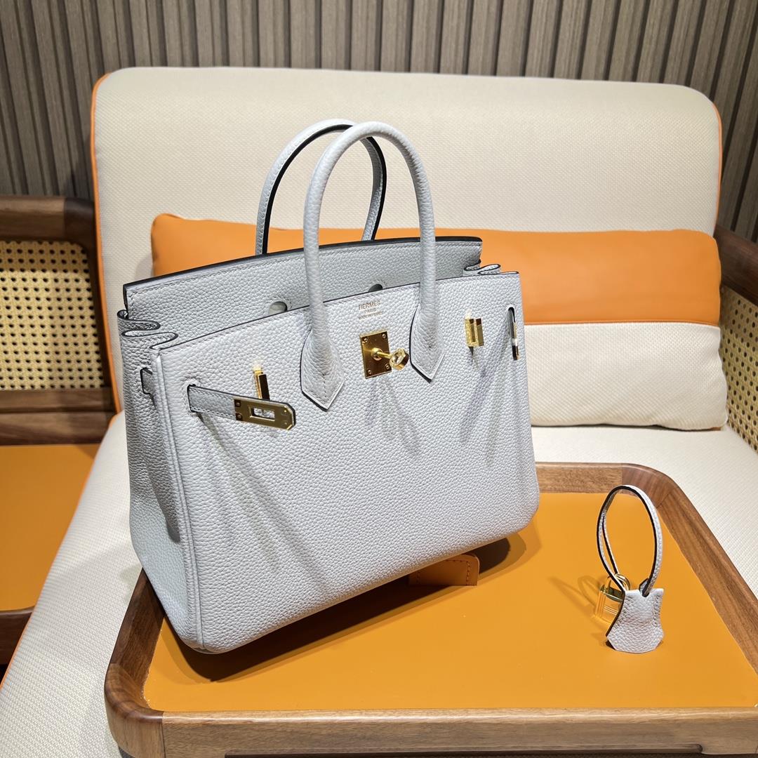 Birkin 25 Platinum Togo 08 Holy Grail Blue Pale Inner Seam Gold Buckle Purchase Level Top Orig