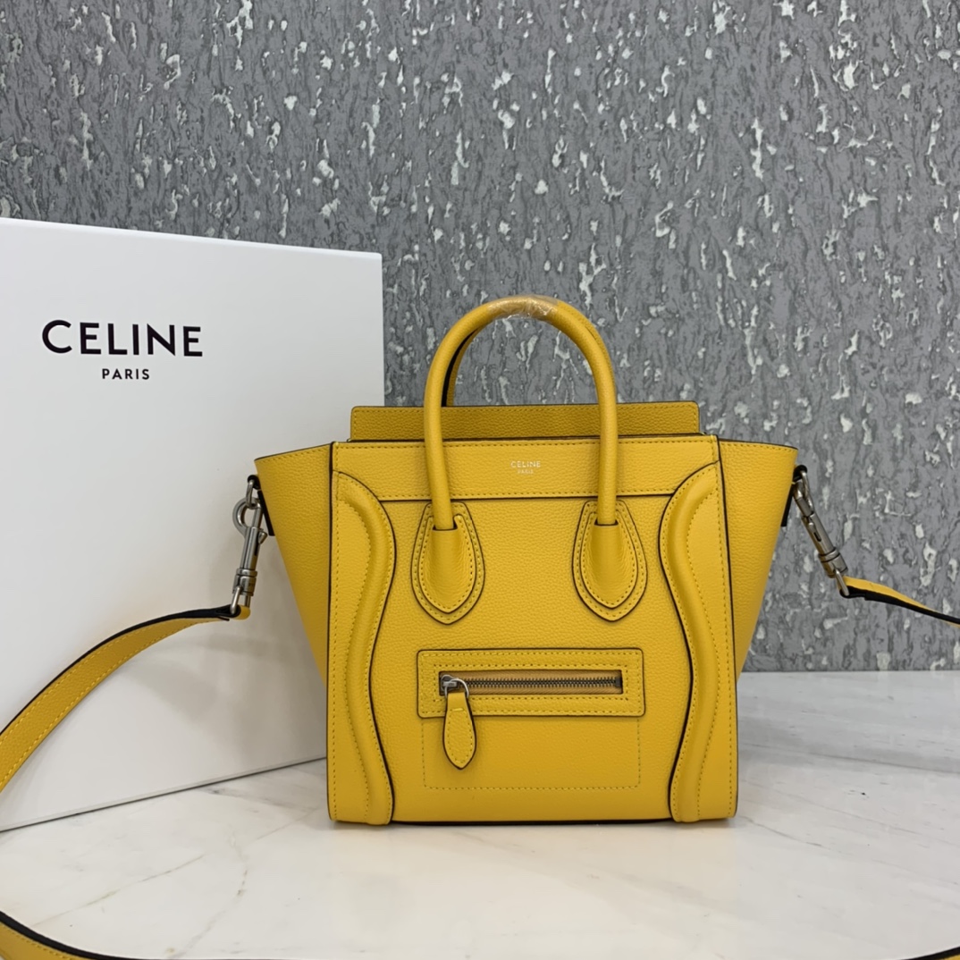 New version of CELINE smiley bag  original overseas single parallel cargo 20CM LUGGAGE calfskin hand