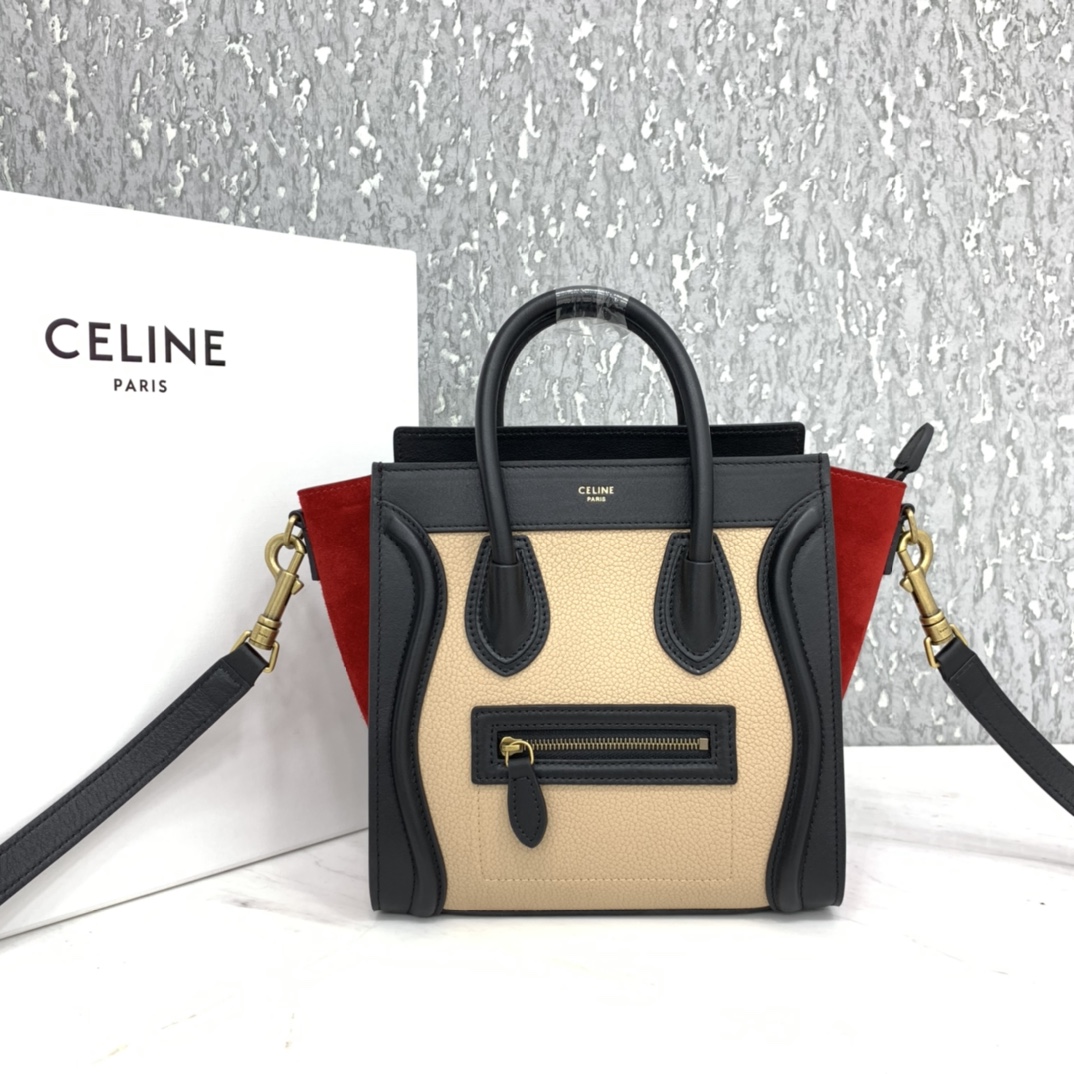 New version of CELINE smiley bag  original overseas single parallel cargo 20CM LUGGAGE calfskin hand