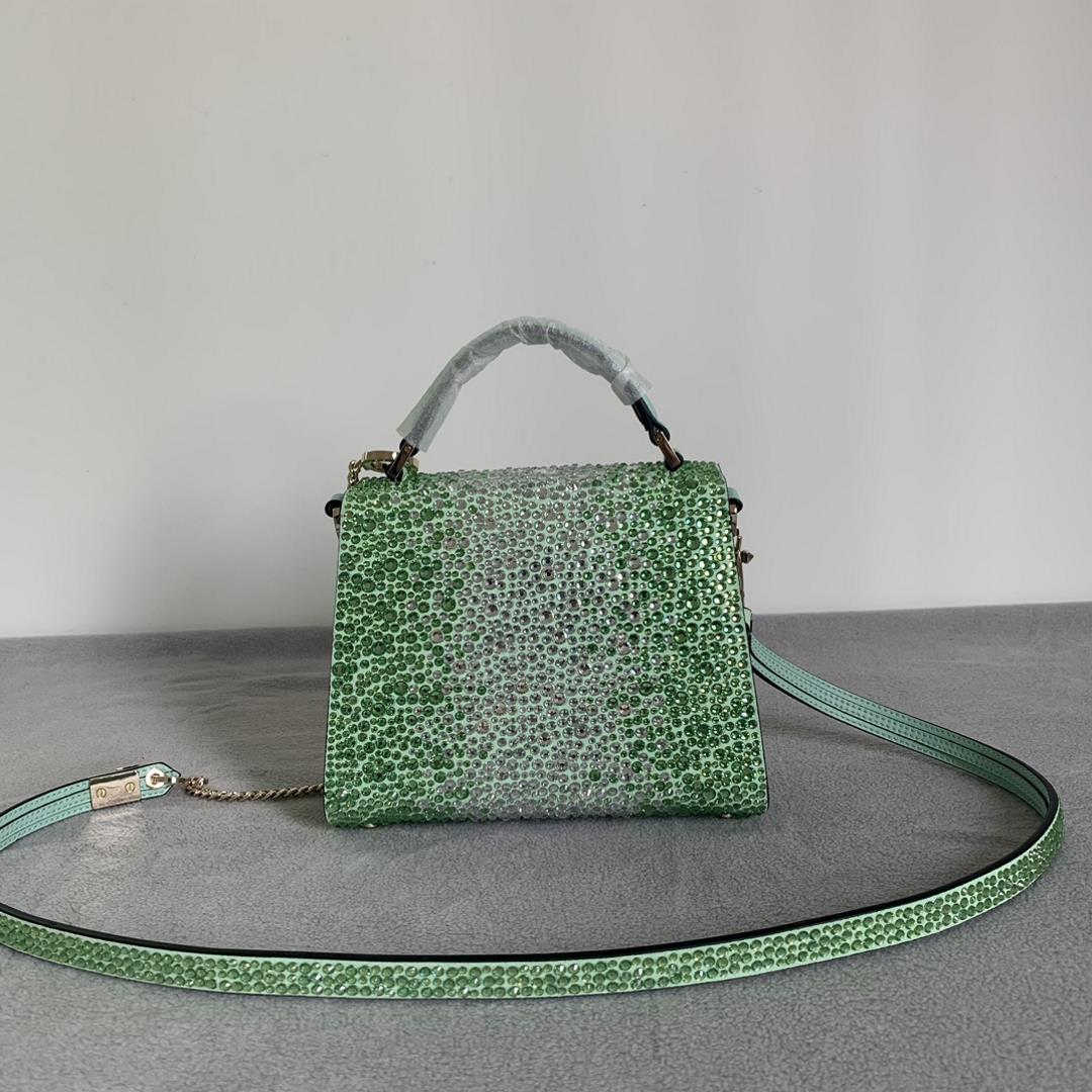 Gradual avocadoValentino Garavani VSLING Mini Handbag fully covered with imitation crysta