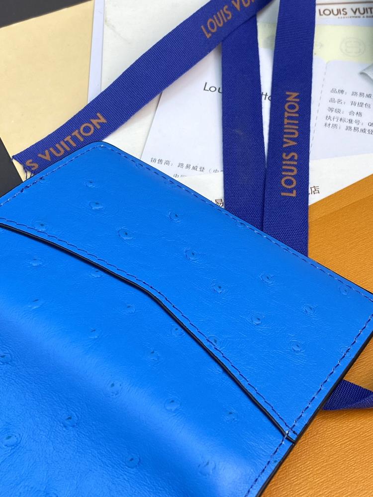 In conclusion the LV N82507 blue card bag made from gorgeous ostrich leather embodies the