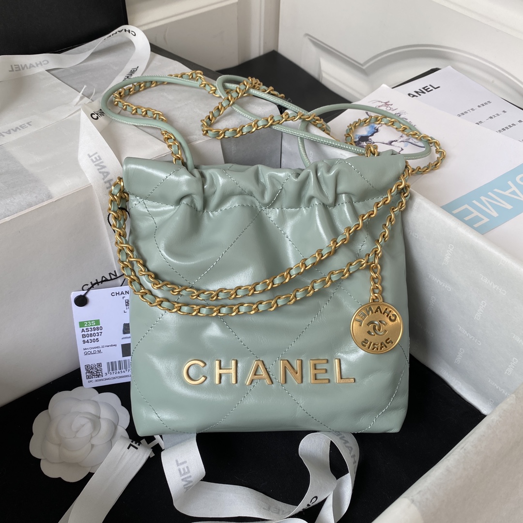 Light green Chanel23SAS3980 Chanel's mini22 hit the red heartThe bag accessories of Chanel Goose wil