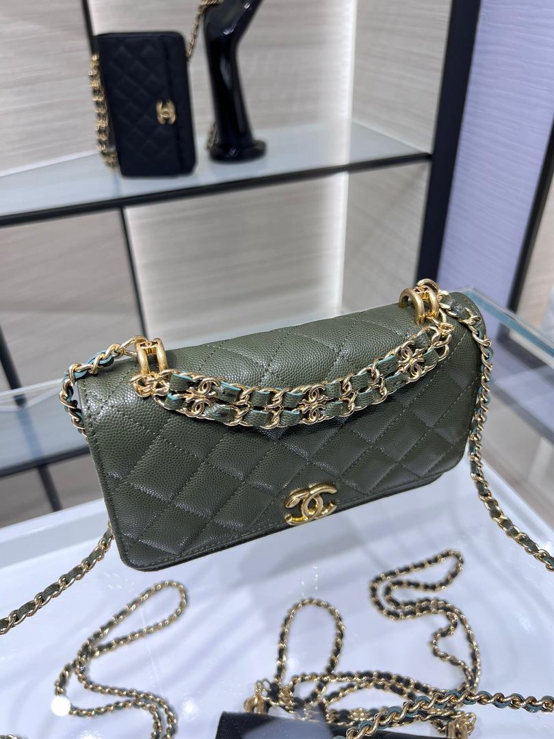 Ohanel 22K New Double Chain WOC Caviar Used HardwareLivable and crossbody AP3019Y size 19c