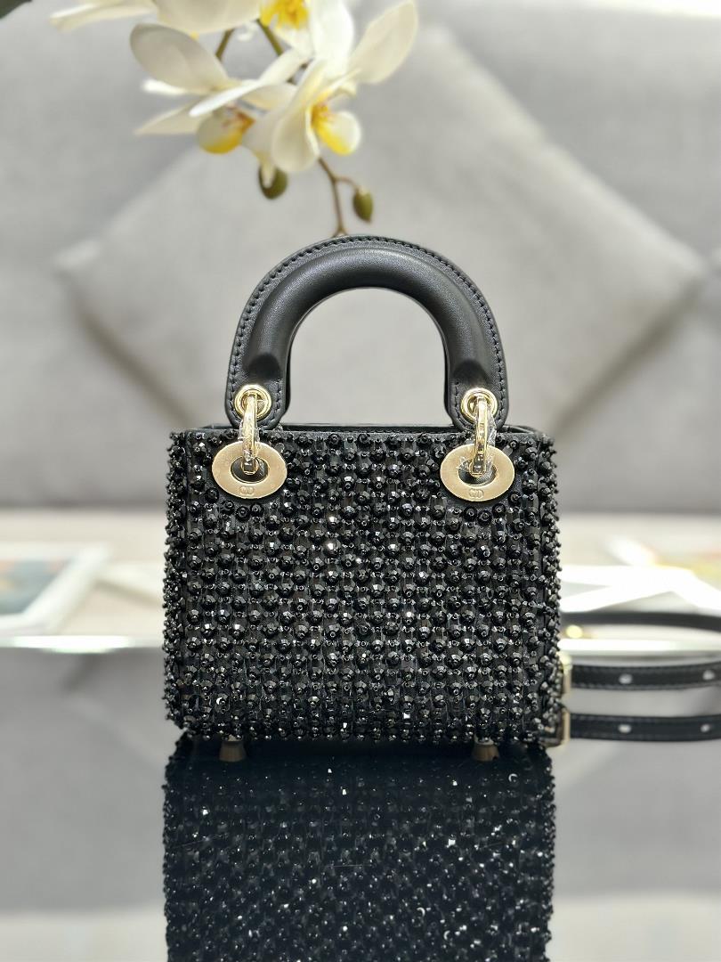 The minimalist aesthetic of the Lady Dior collection featuring embroidered honey beads an