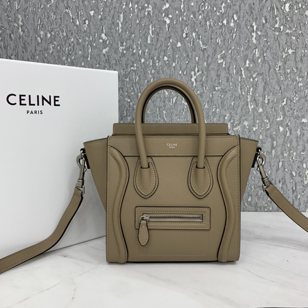 CELINE classic smiley bag  overseas original single parallel small 20CM LUGGAGE color calfskin handc