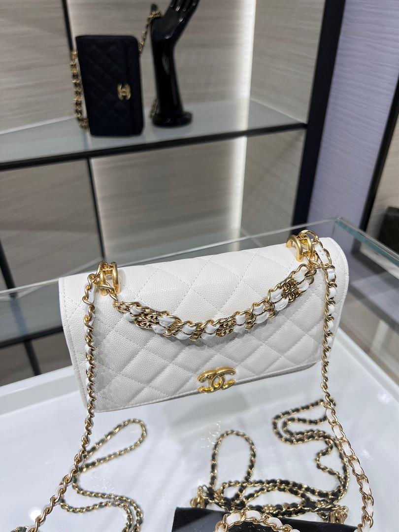 Ohanel 22K New Double Chain WOC Caviar Used HardwareLivable and crossbody AP3019Y size 19c