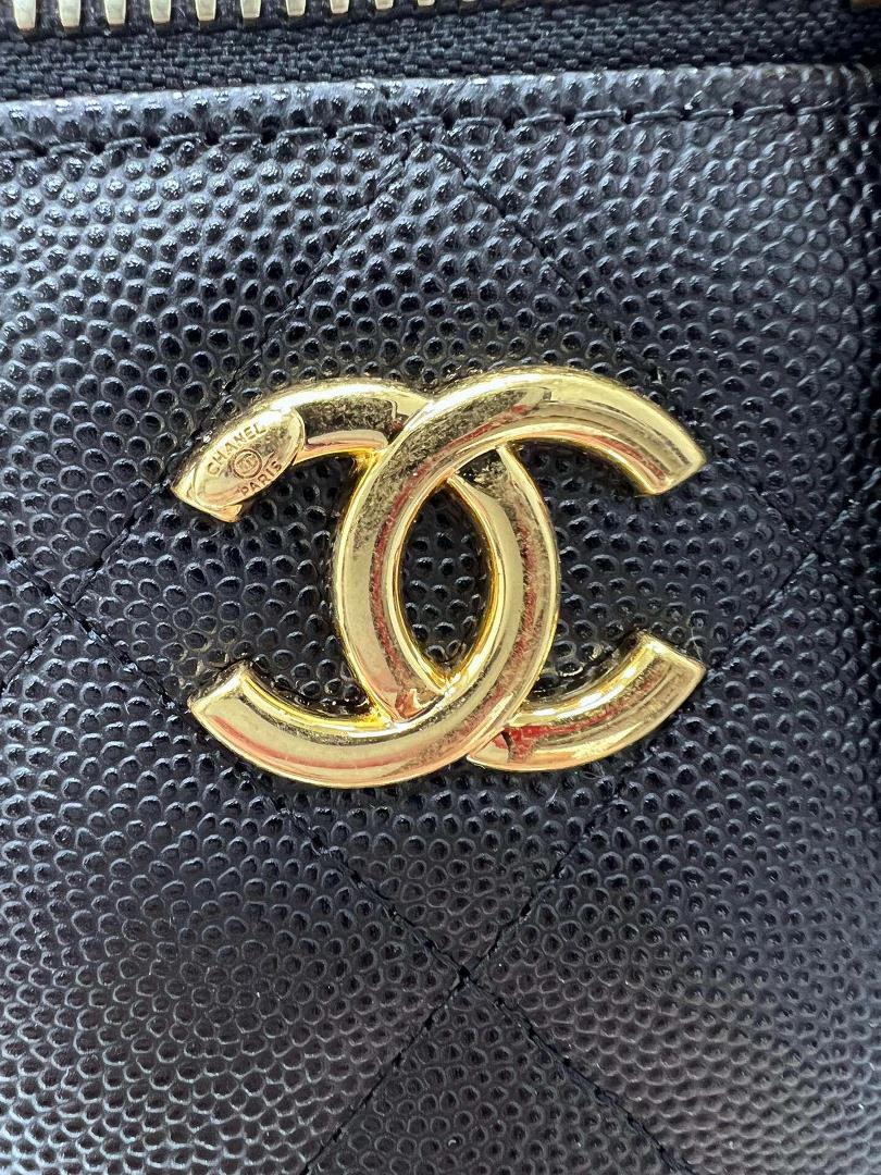 chanel 22K New Double Chain Box Pack Caviar Full leather interior with builtin mirror for