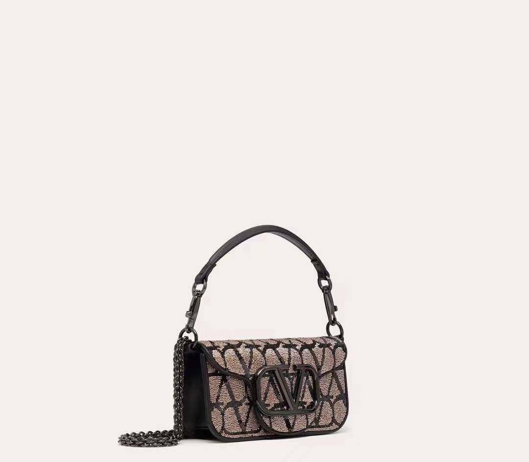 Valentino Garavani Mini Loc calfskin handbag with matching enamel VLogo Signature detailsEquip