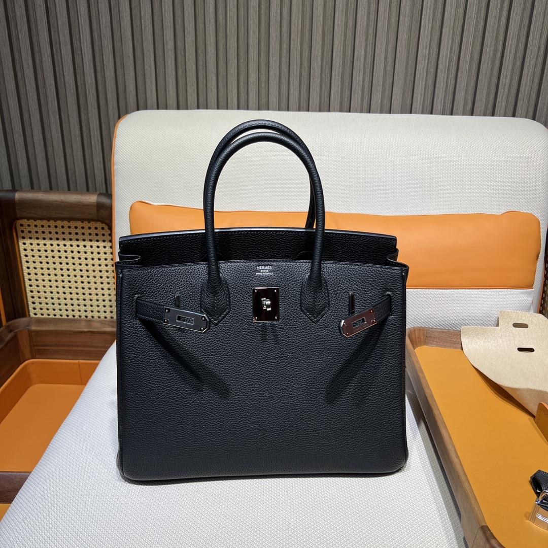 Birkin 30 Platinum togo 89 BlackNoir Black Inner Seam Silver Button Purchase Level Top Origina