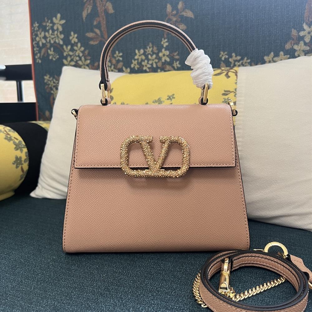 Model 4082 valentino GARAVANI VSLING Small Swarovski Crystal Imitation Ornamental Calfskin Handbag with an extendable shoulder strap can be crossed