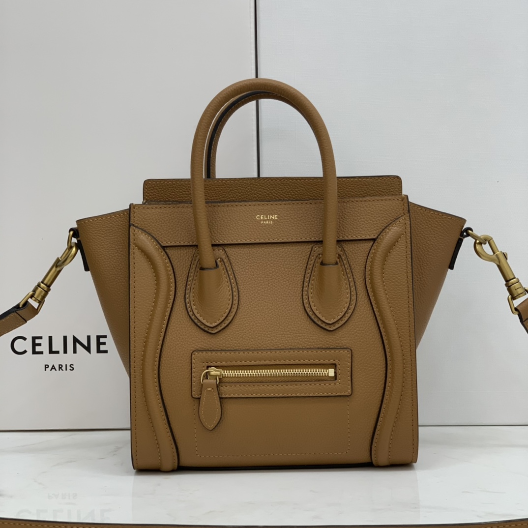 New version of CELINE smiley bag  original overseas single parallel cargo 20CM LUGGAGE calfskin hand