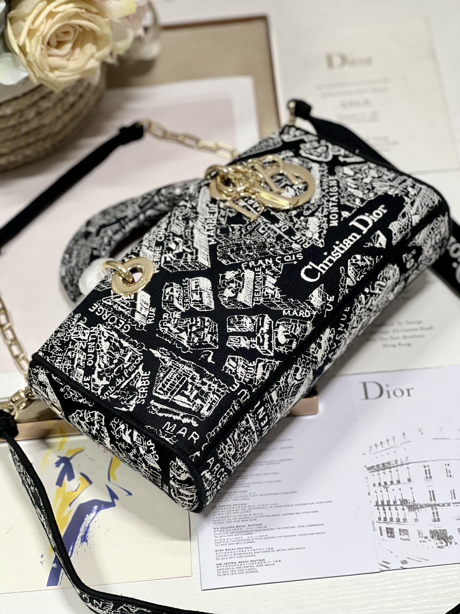 Dior Medium LADY DJOY Embroidered Handbag Black ParisThis Lady DJoy handbag highlights the min