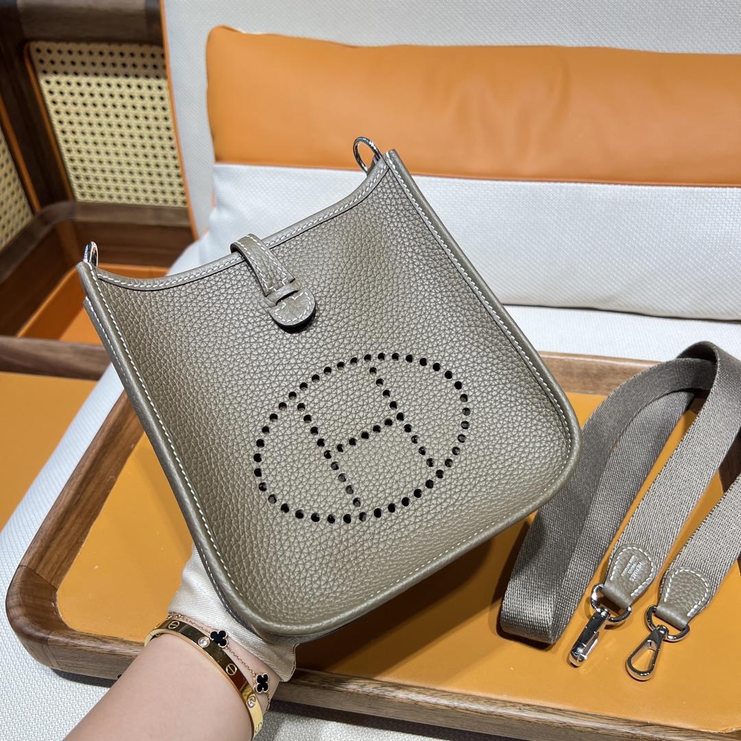 Mini even yne 17 Eveline 18 Elephant Grey Etoupe Natural Shoulder Strap Silver Buckle Purchase Level