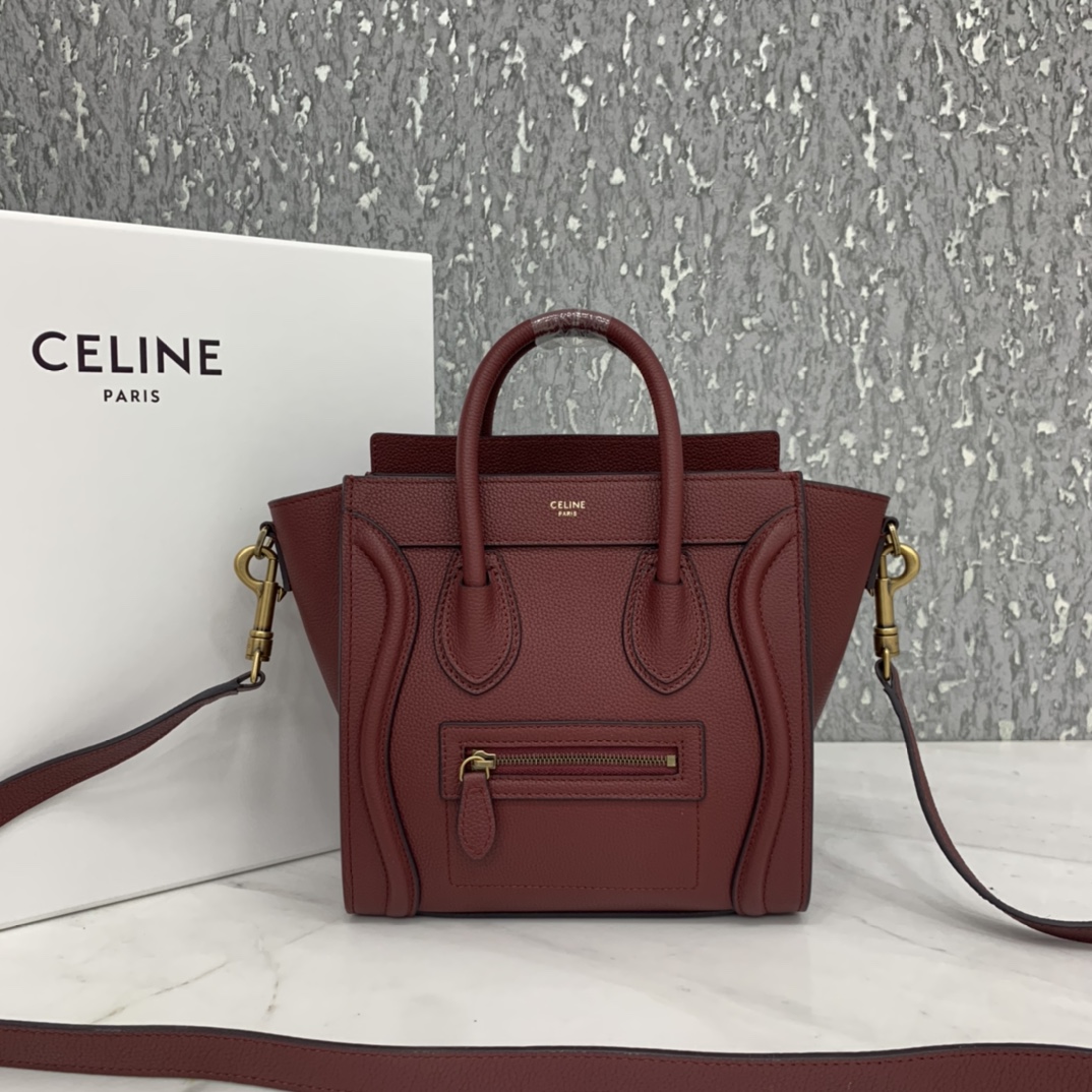 New version of CELINE smiley bag  original overseas single parallel cargo 20CM LUGGAGE calfskin hand