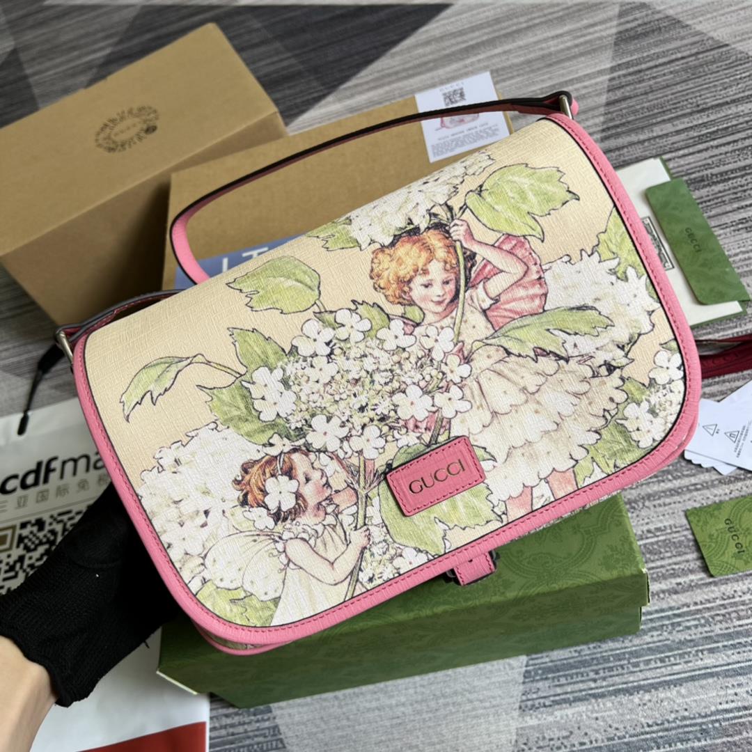 Equipped with a full set of counter green packaging G G childrens Messenger bag British illust