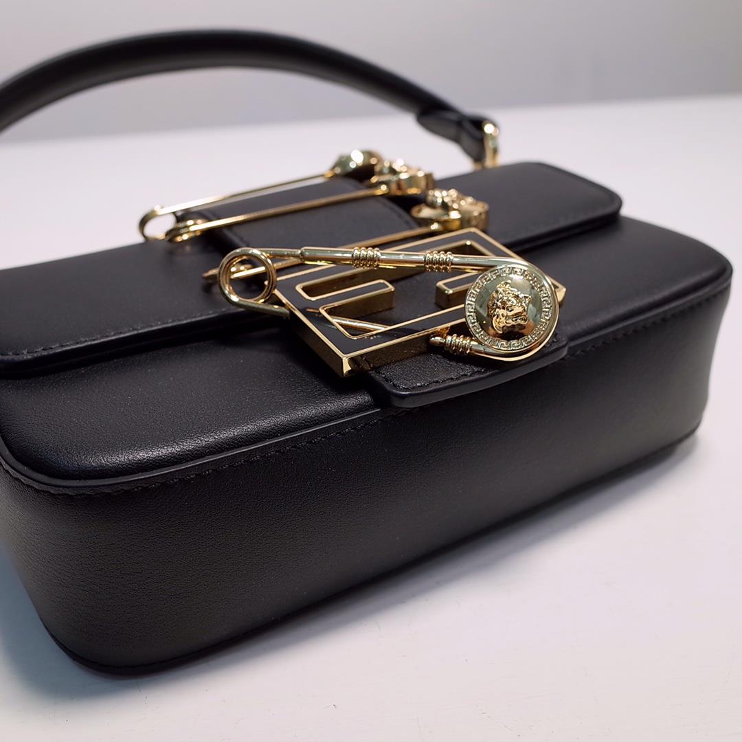 chain The iconic square Baguette mini handbag from the Versace by Fendi collection Black smoot