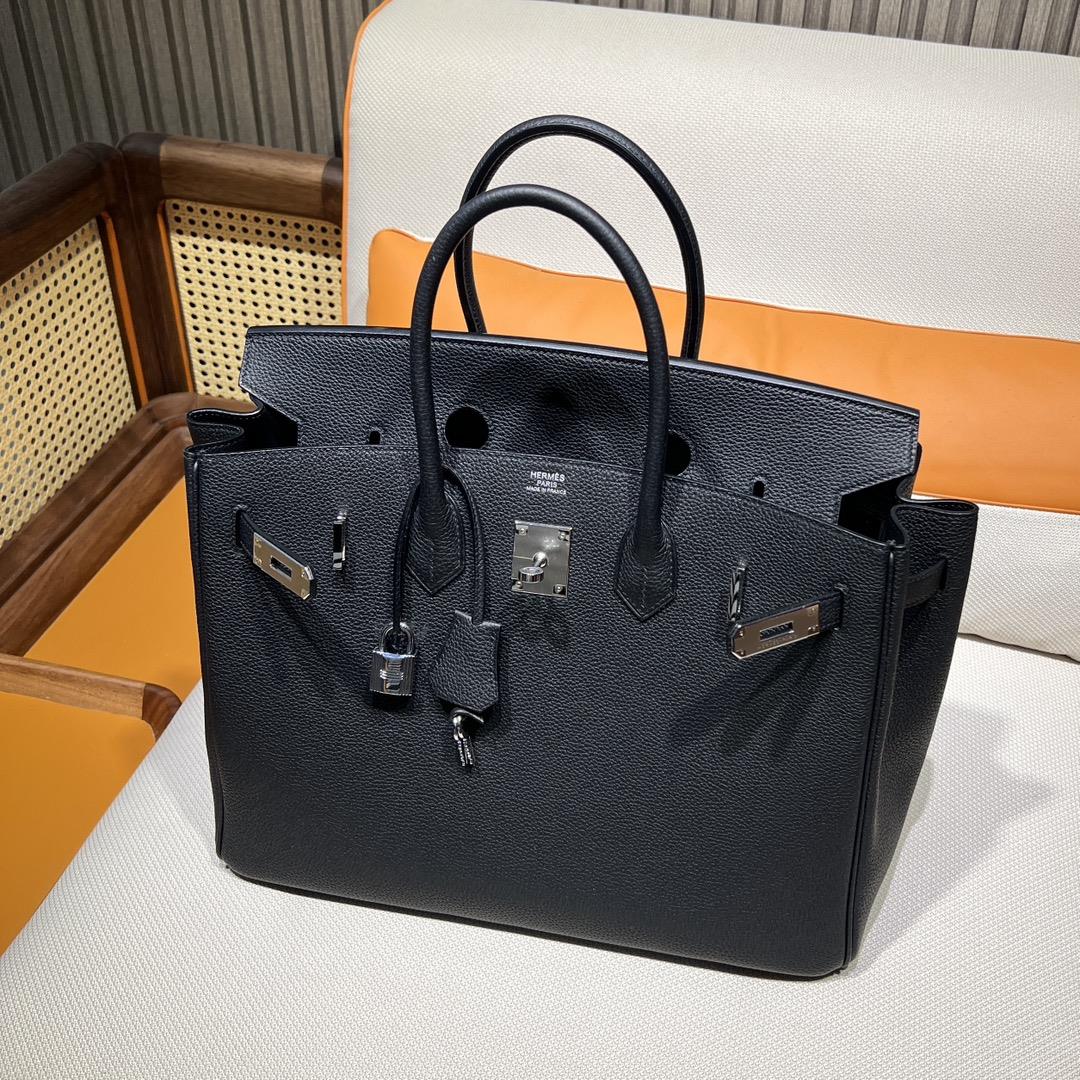 Birkin 35 Platinum Togo 89 Black Inner Seam Silver Buckle Purchase Level Top Original Fact