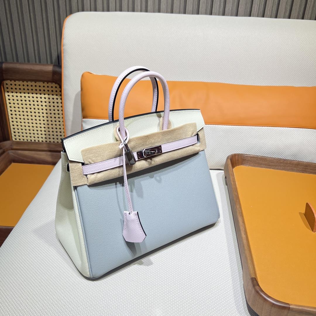 Birkin 25 Platinum Epsom i2nata Cream White 09 Mauve Pale Fantasy Purple Blue Glacier 8U Glaci