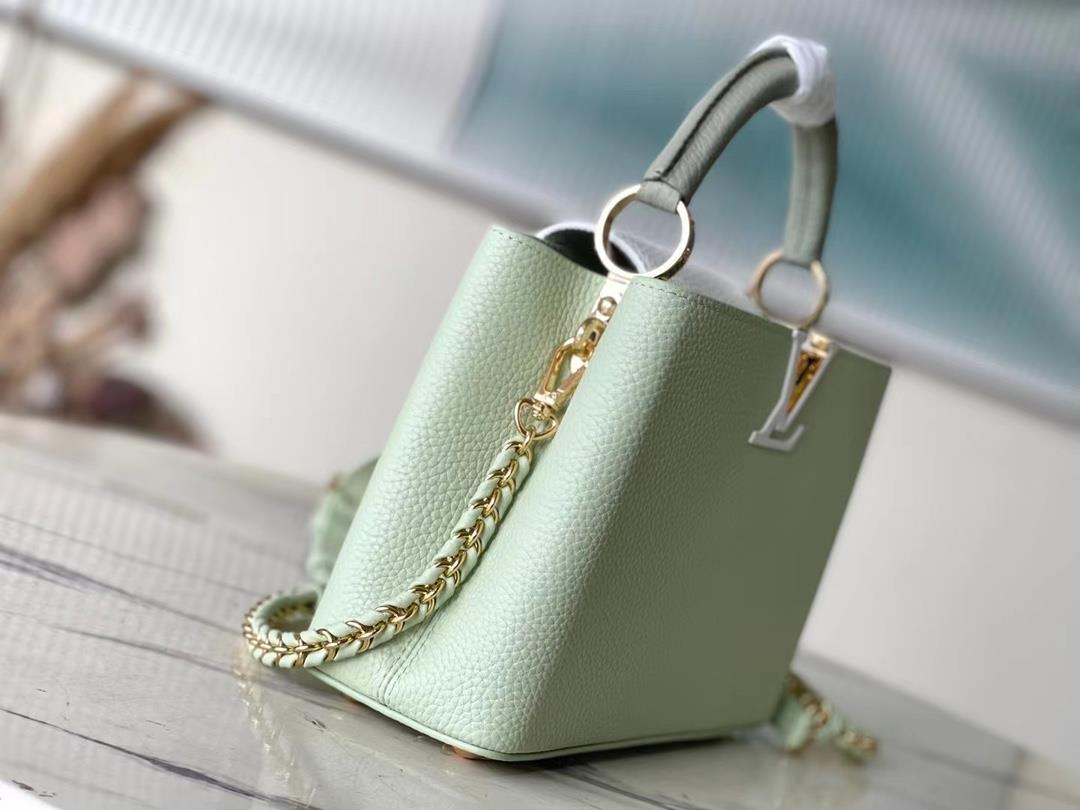 Top grade original M22916 M48865 apple green with white chainThis CAPUCINES small handbag