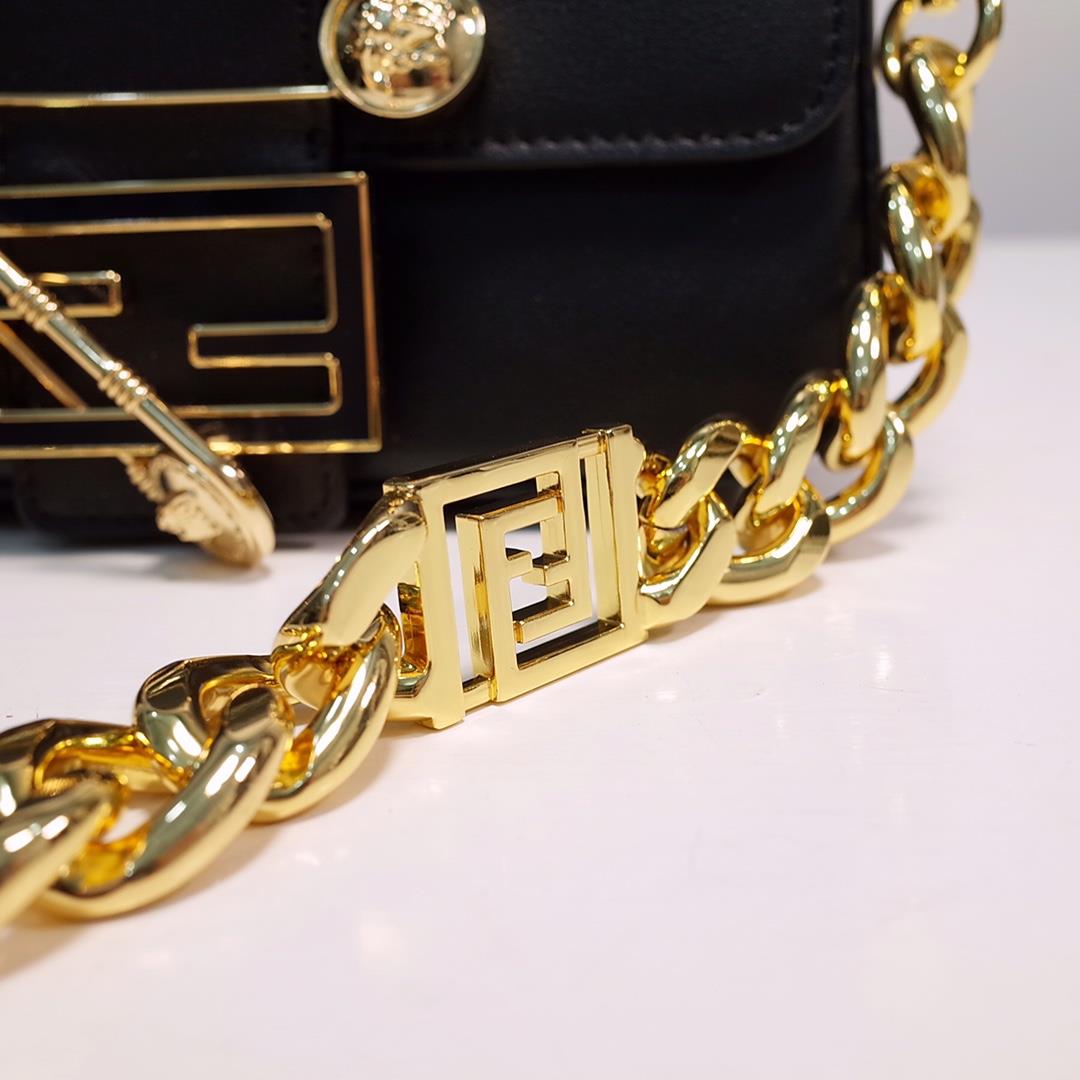 chain The iconic square Baguette mini handbag from the Versace by Fendi collection Black smoot