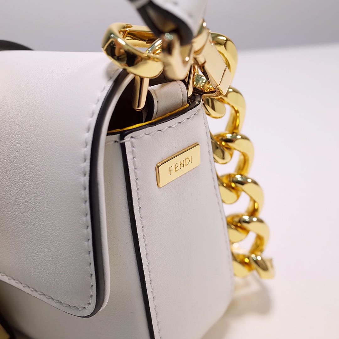 The iconic square Baguette mini handbag from the chain Versace by Fendi series White smoothMad