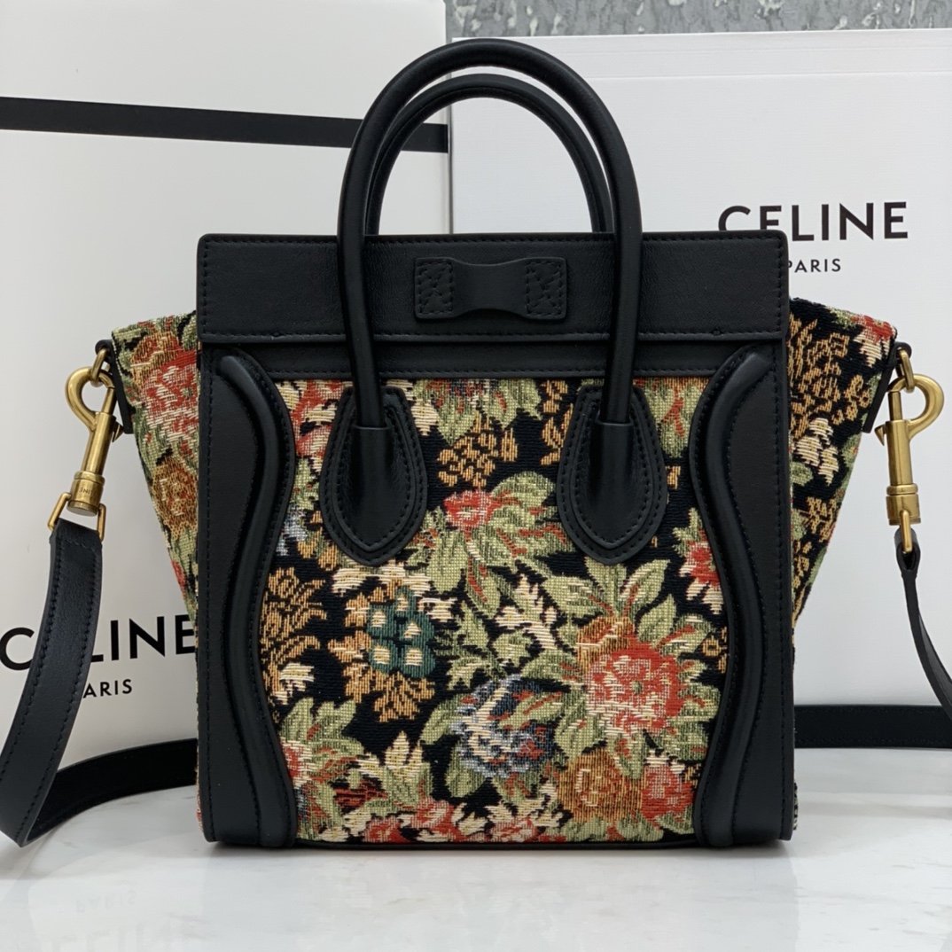 CELINE classic smiley bag floral jacquard fabric  overseas original single parallel cargo  sma