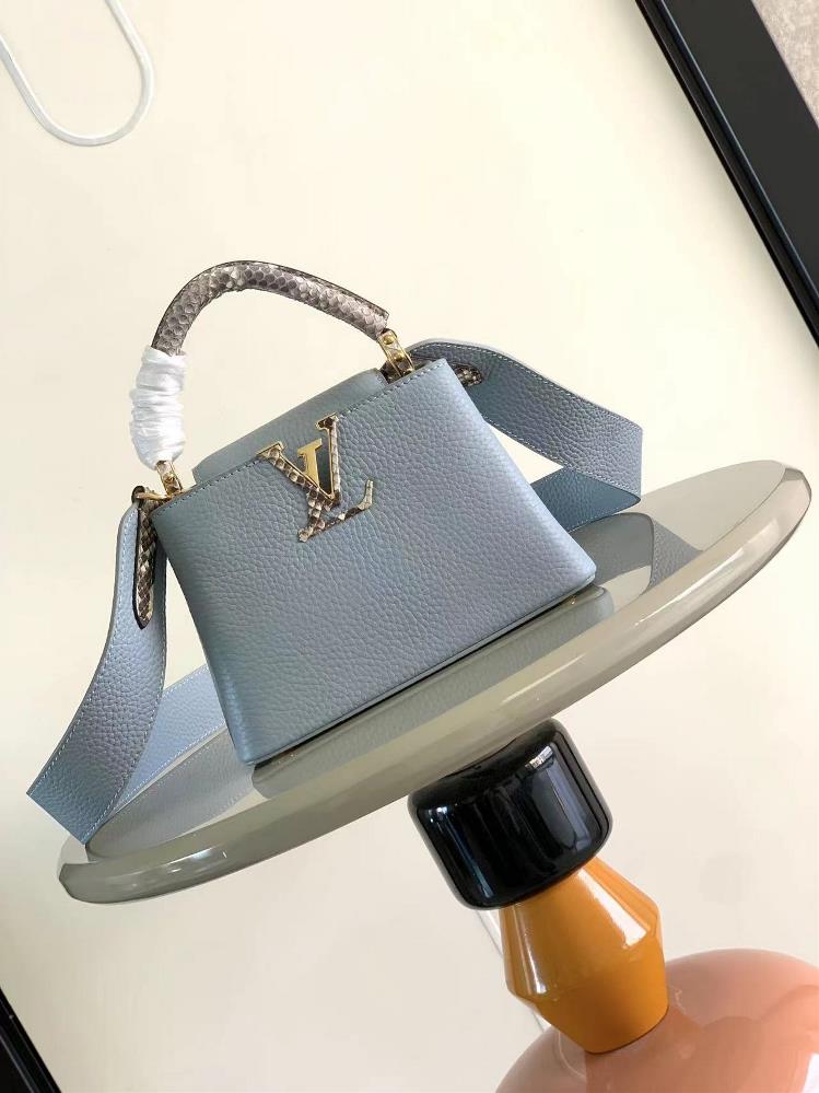 M96467 M98477 M56071 Capucines Mini Handbag Sky Blue Noble Cowhide Luxurious Tire Cowhide Lining Shining Metal Ornaments Unique Capucines Lid that