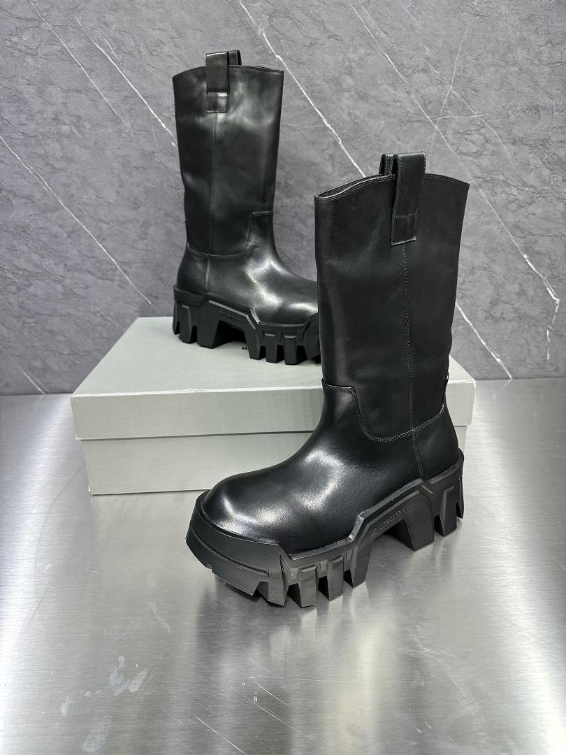 New Top Balenciaga Blcg 21FW Bulldozer Low Cut Derby Bulldozer Black Logo Round Toe Derby Shoes Orig