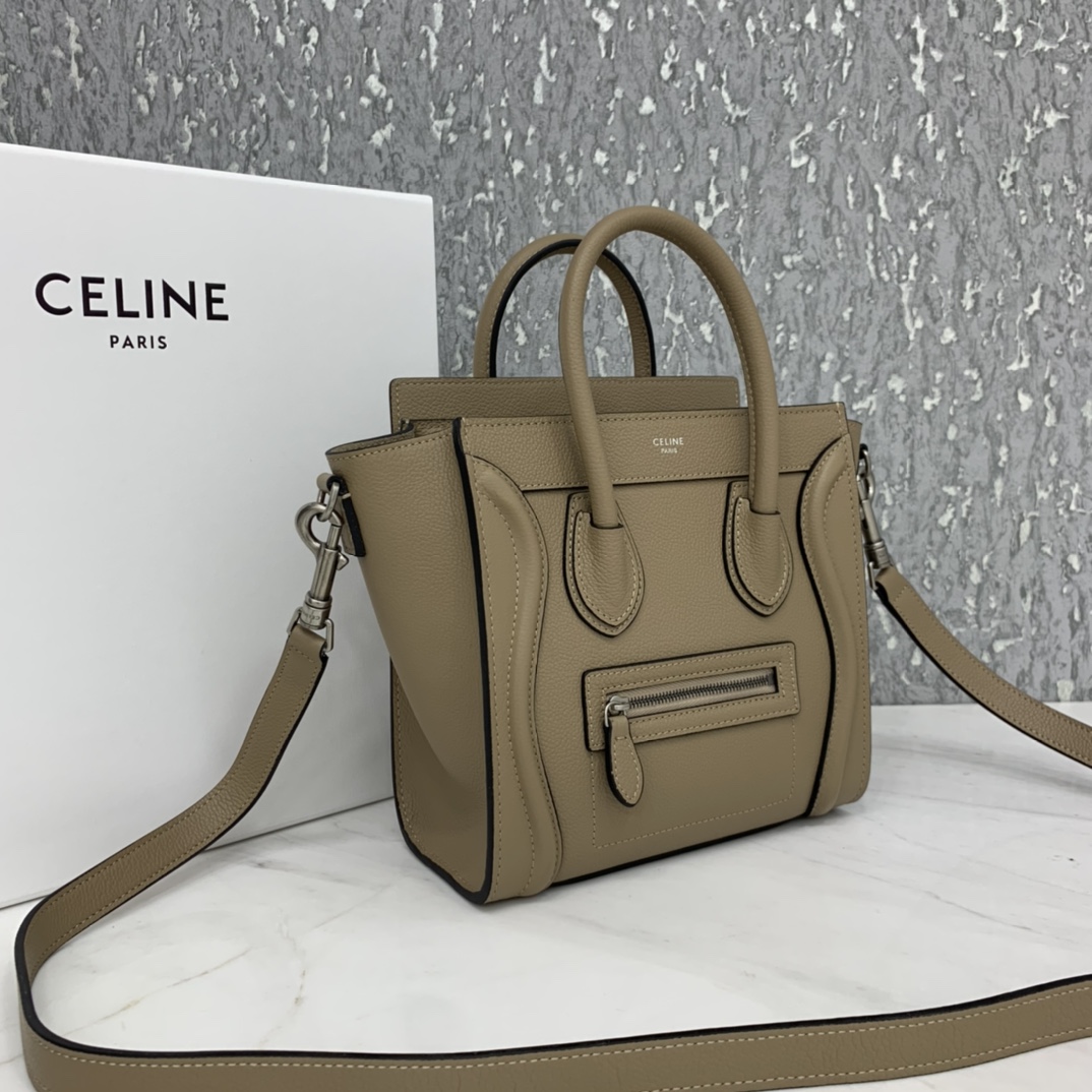 CELINE classic smiley bag  overseas original single parallel small 20CM LUGGAGE color calfskin