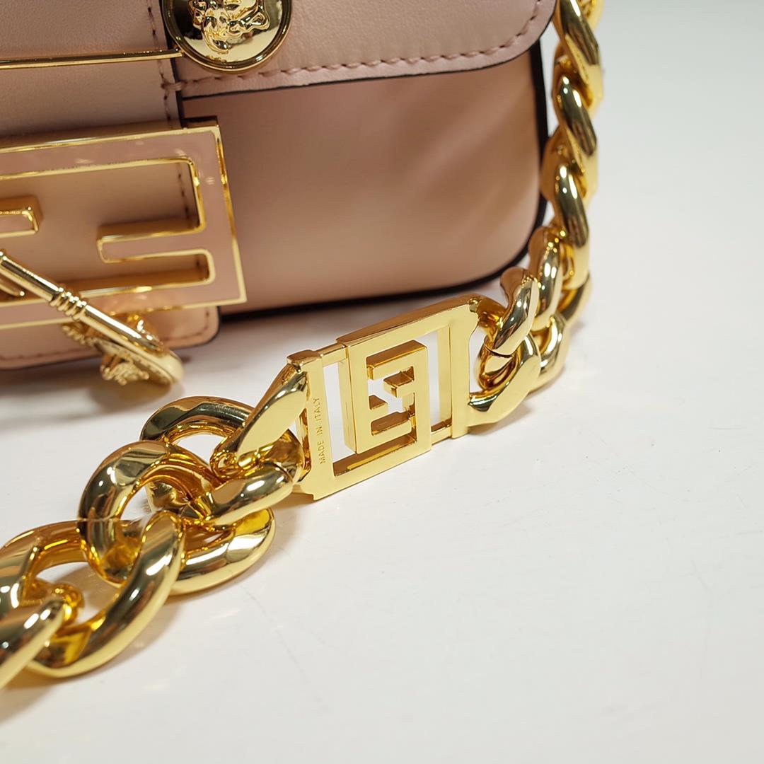 The iconic square Baguette mini handbag from the chain Versace by Fendi series Pink lightMade 