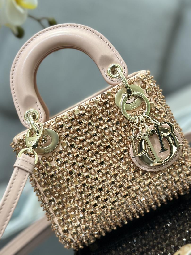 The minimalist aesthetic of the Lady Dior collection featuring embroidered honey beads an