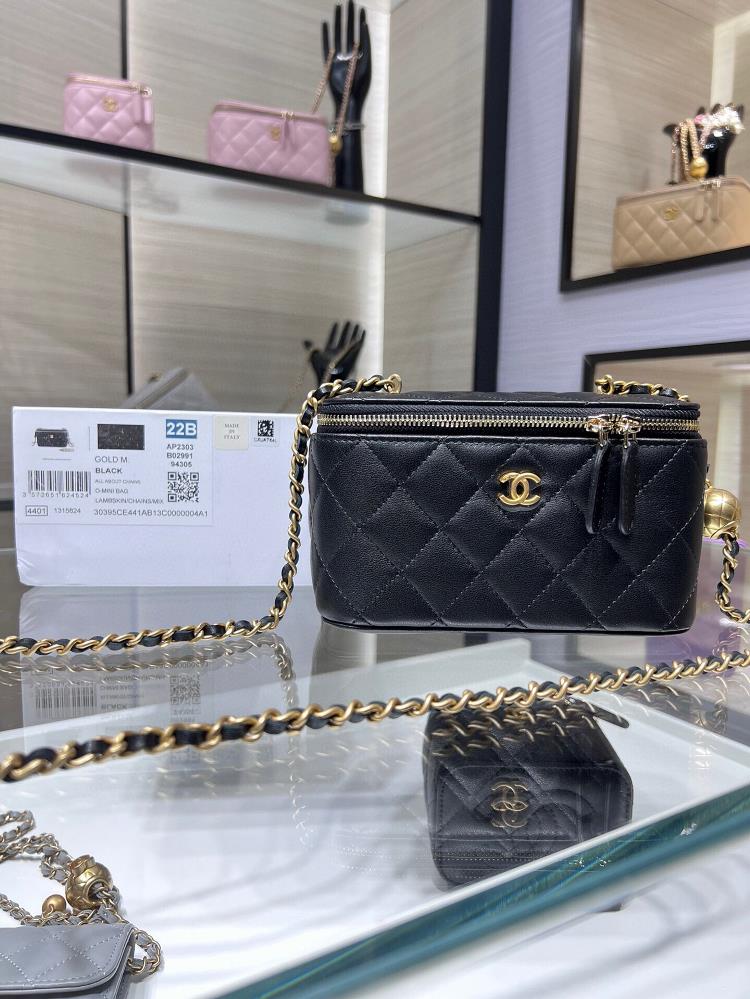 Chanel 22B New Product Golden Ball Long Box Adjustable Chain Rectangular Chain Box SheepskinPinelli comes with a small mirror AP2303Y size 17X95X8