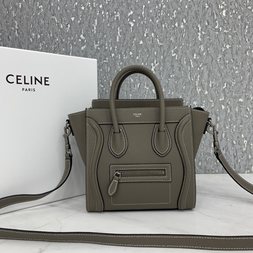 New version of CELINE smiley bag  original overseas single parallel cargo 20CM LUGGAGE calfskin hand