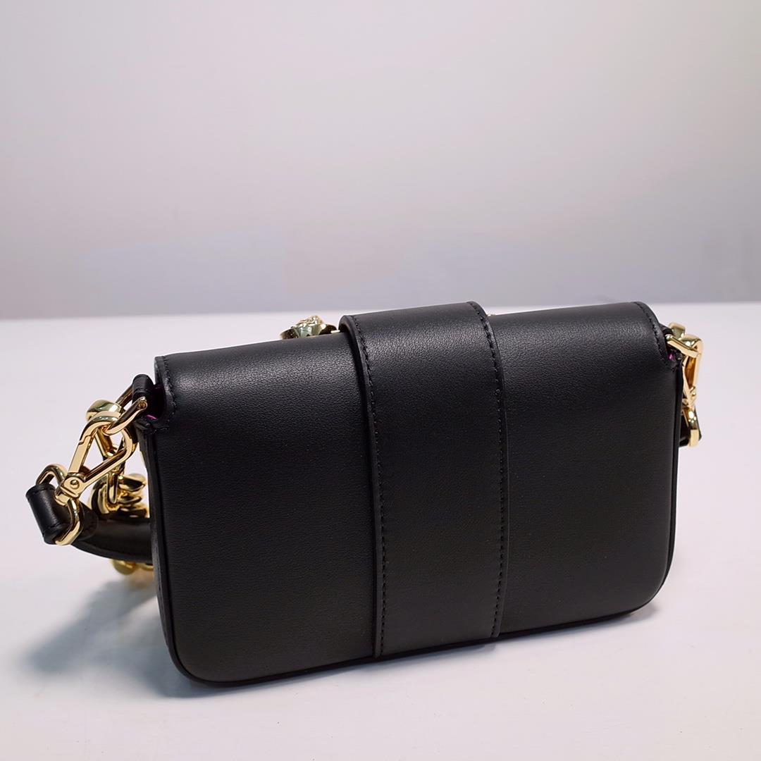 chain The iconic square Baguette mini handbag from the Versace by Fendi collection Black smoot