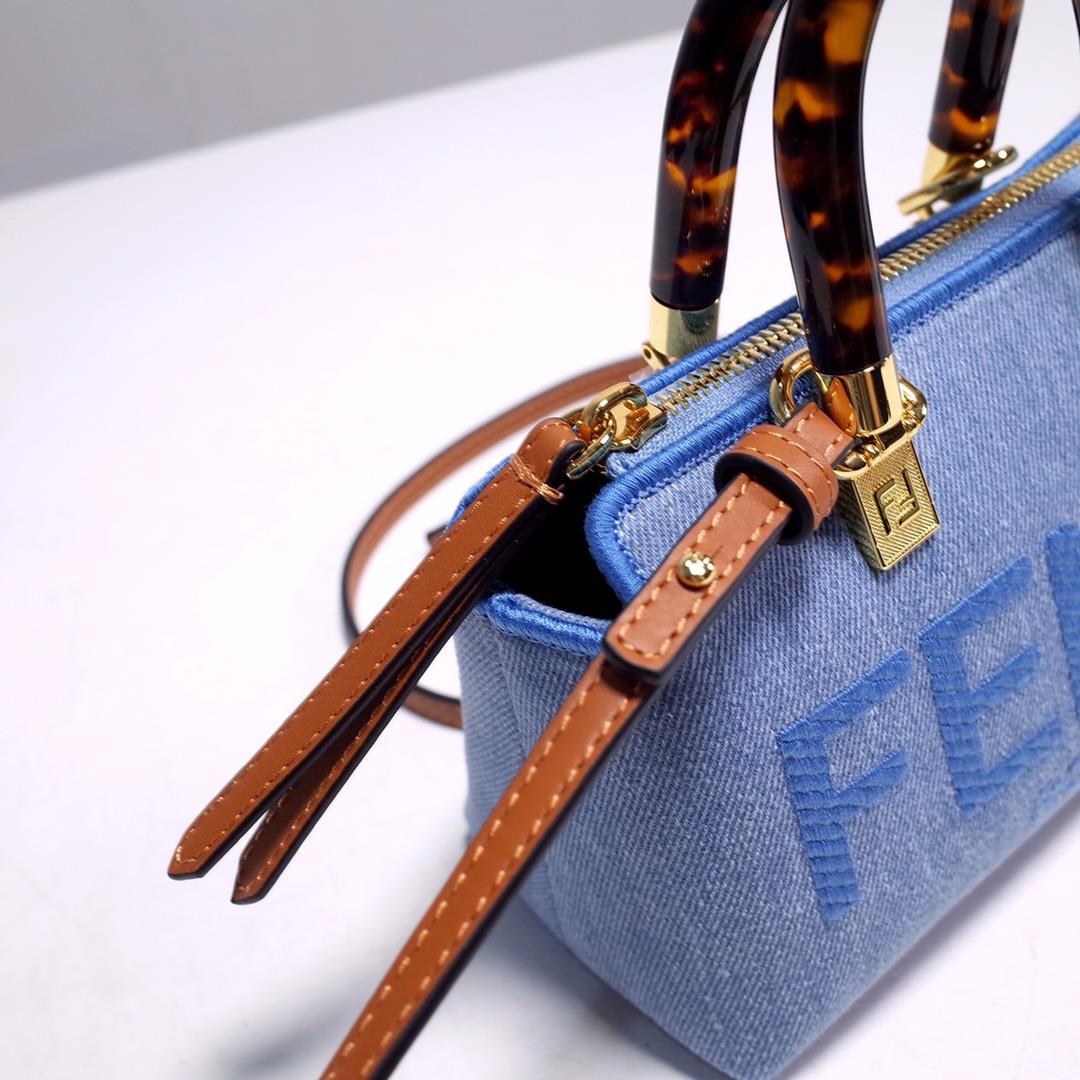 Iconic By The Way Boston mini handbag made of Baby blue Denim decorated with the sameThe