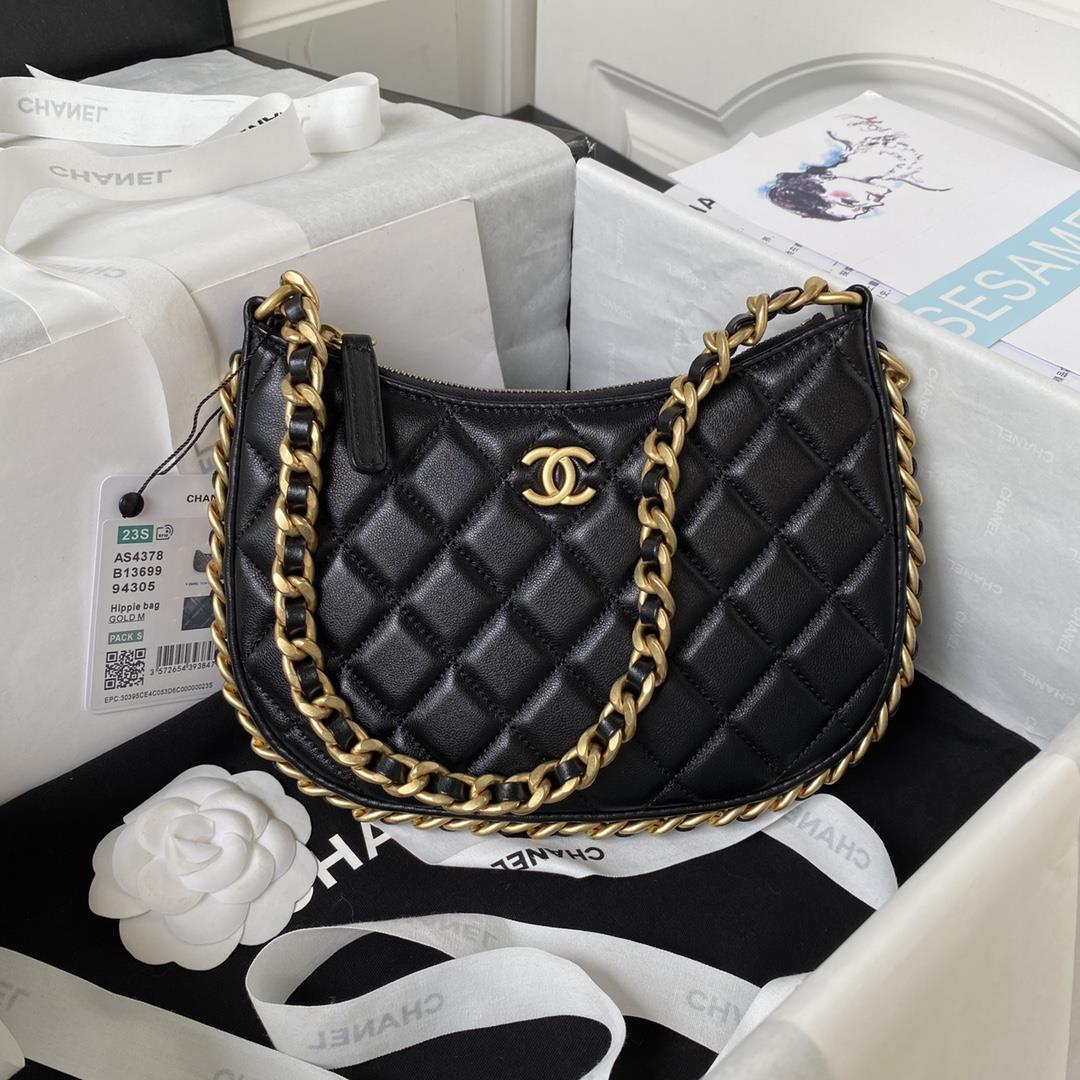 Chanel Xi Leather Bag 23B New AS4378The newly designed hobo binding is adorned with exquisite woven