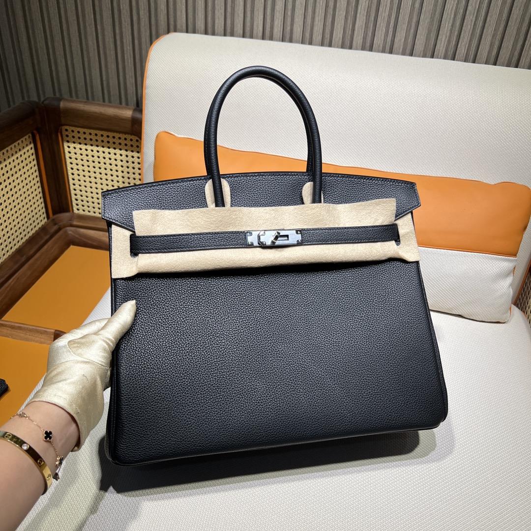 Birkin 35 Platinum Togo 89 Black Inner Seam Silver Buckle Purchase Level Top Original Factory Restri