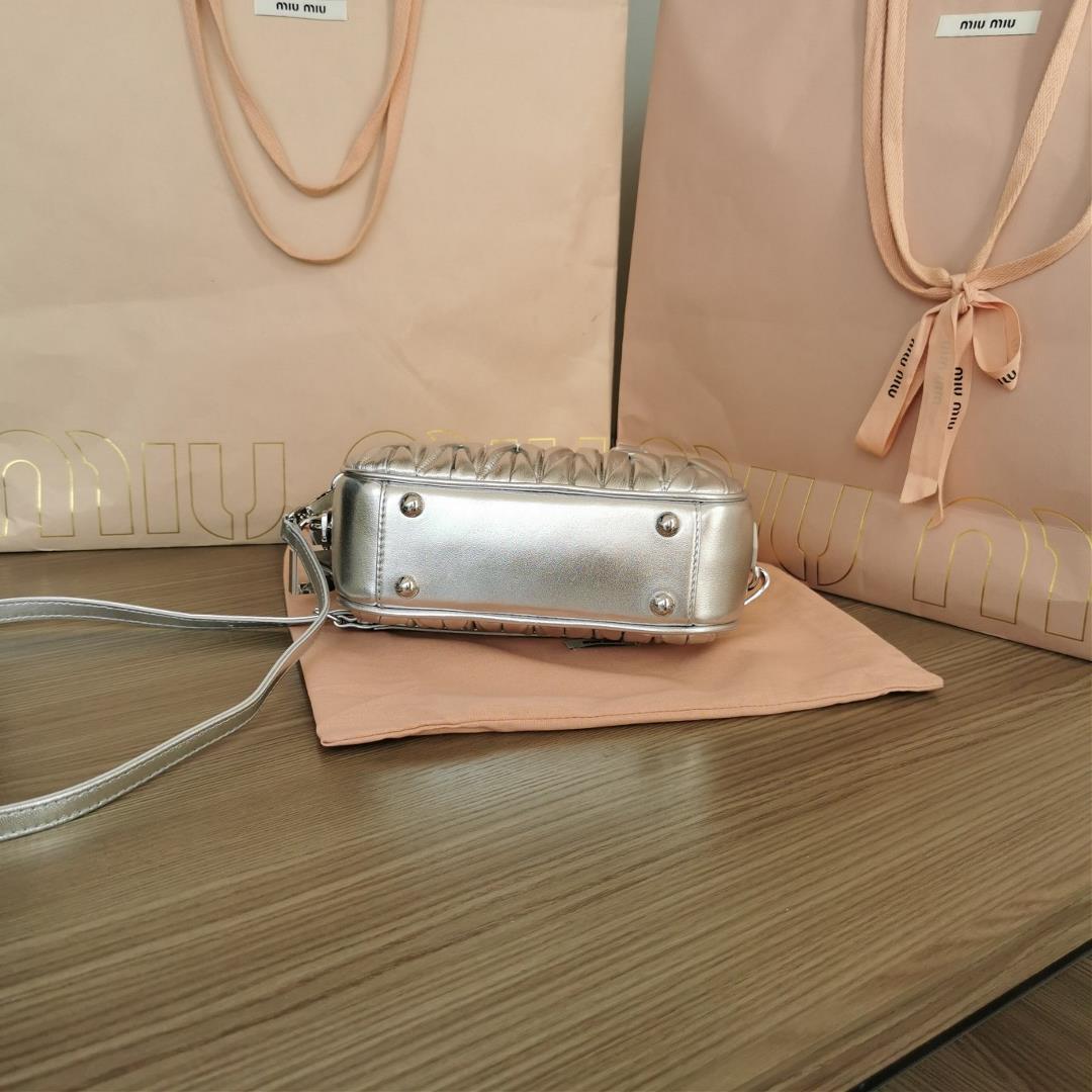 Medium Miao Familys new Too Pretty Bowling Handbag 5BB123 is made with imported lamb skin clas