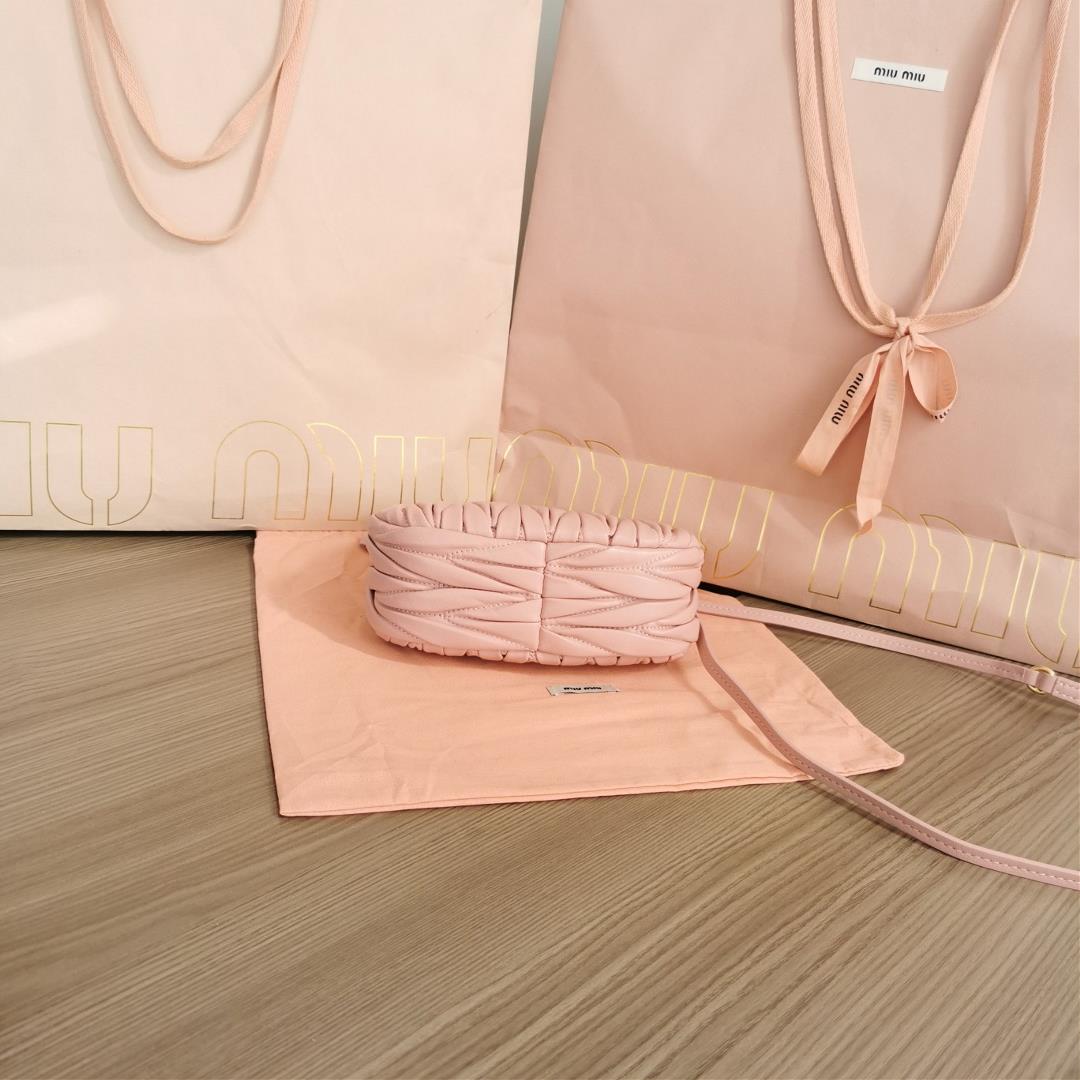 Small size The M familys new mini MiuWander handbag features imported lamb skin classic brand 