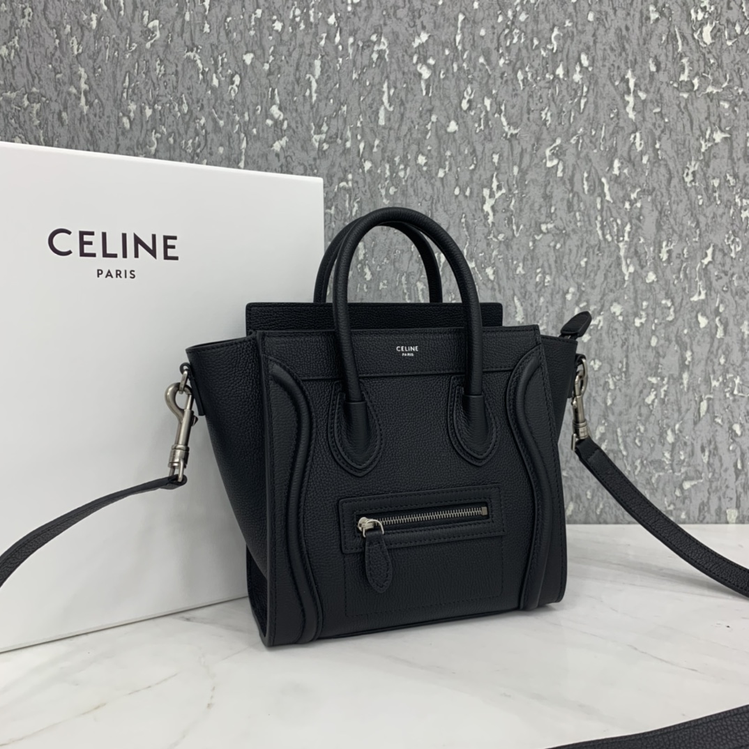 CELINE classic smiley bag  overseas original single parallel small 20CM LUGGAGE color calfskin