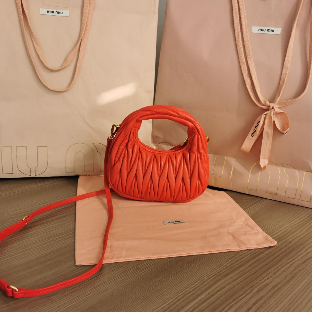 Small size The M familys new mini MiuWander handbag features imported lamb skin classic brand 