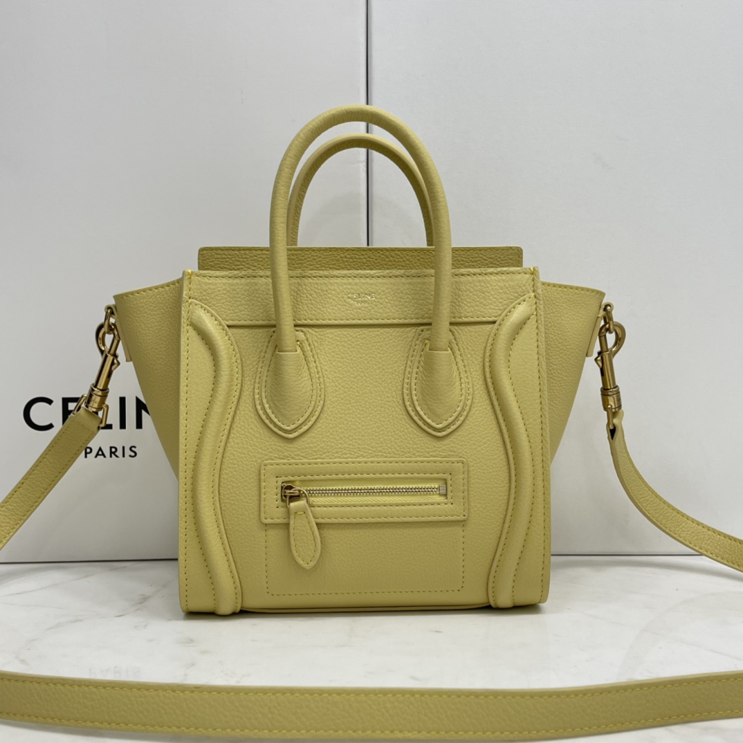 CELINE classic smiley bag  overseas original single parallel small 20CM LUGGAGE color calfskin handc