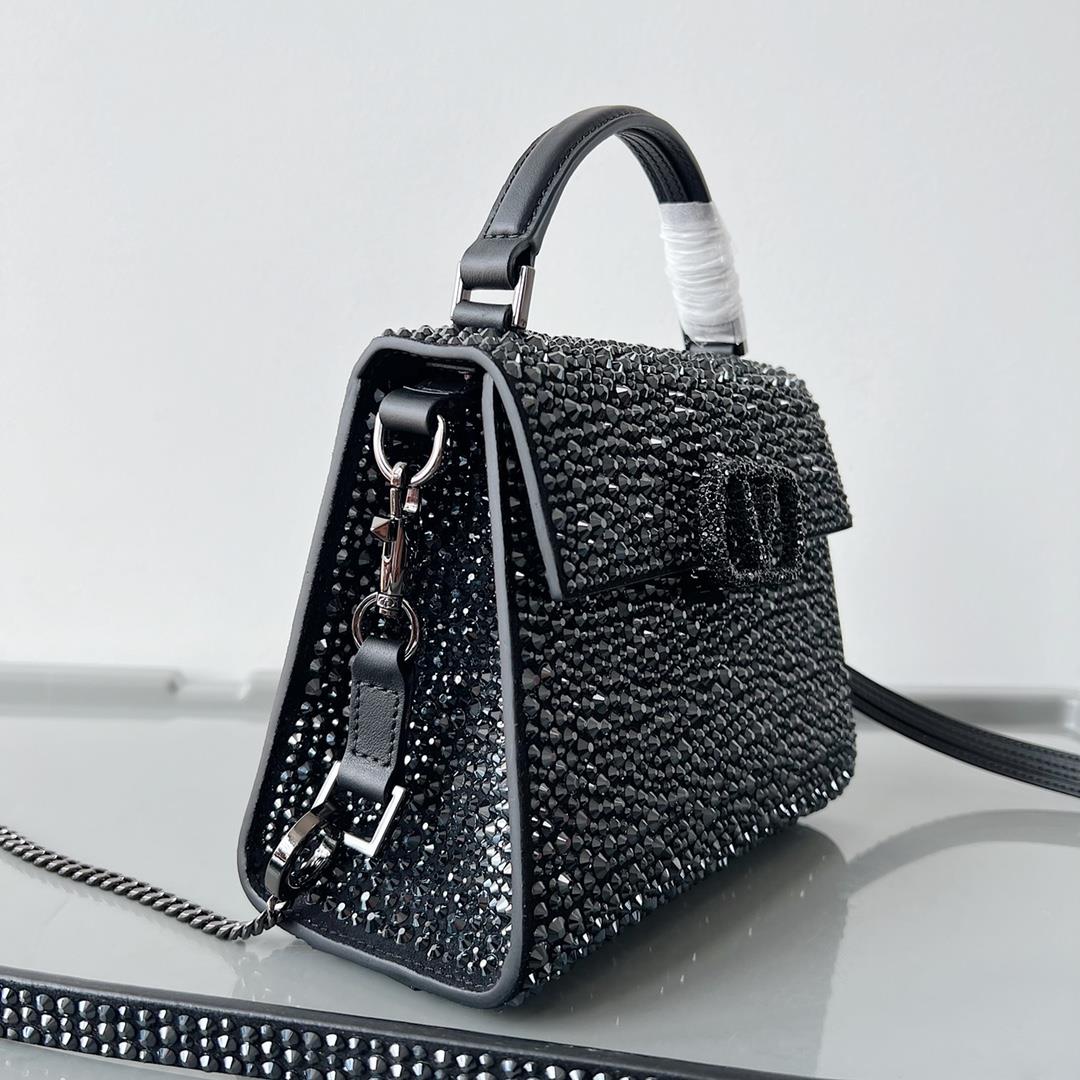 Mini Valentino Garavani VSLING mini handbag fully covered with faux crystal with VLogo S