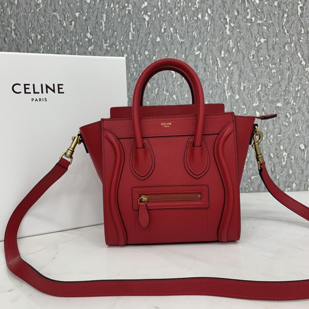 New version of CELINE smiley bag  original overseas single parallel cargo 20CM LUGGAGE calfskin hand