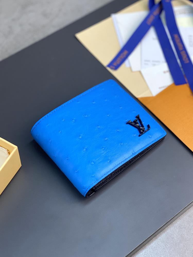 In conclusion the LV Wallet N82508 in blue with its short clip and gorgeous ostrich leat