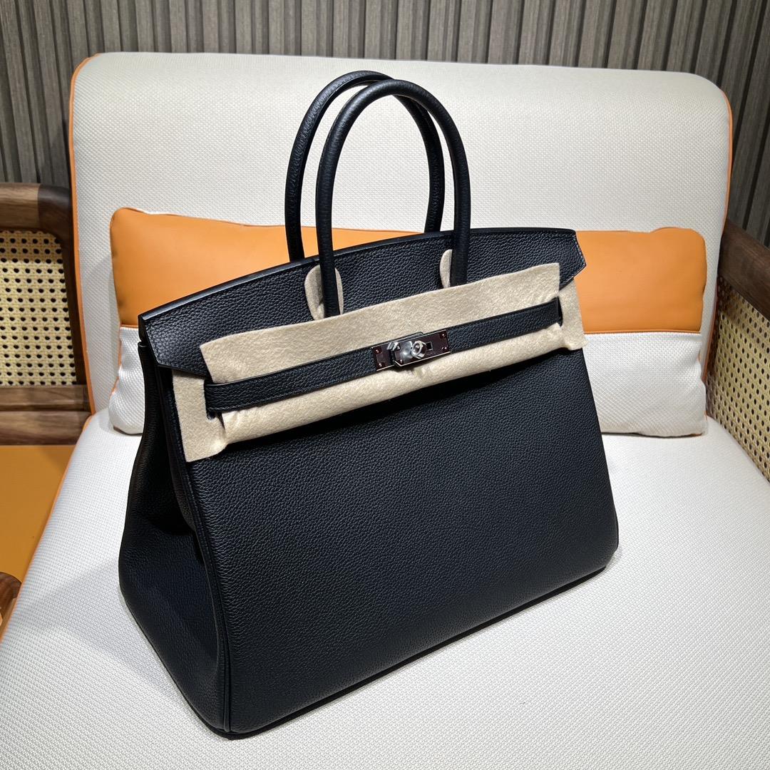 Birkin 35 Platinum Togo 89 Black Inner Seam Silver Buckle Purchase Level Top Original Fact