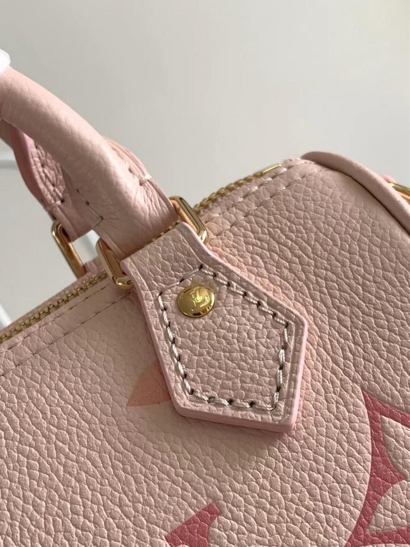 The M81625 M81457 Nano Speedy handbag is made of Monogram Imprente embossed leather which cond